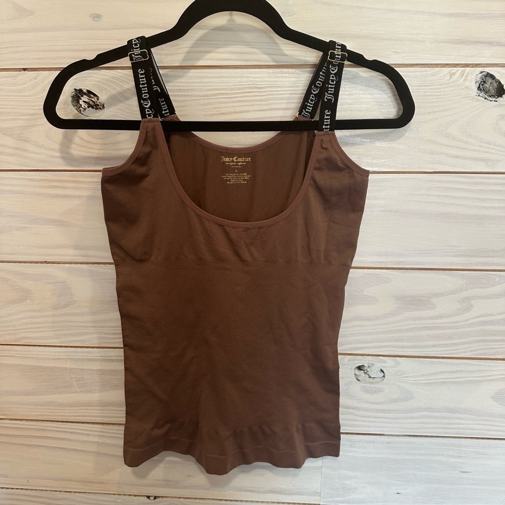 Juicy Couture Fitted Brown Ribbed Tank Top